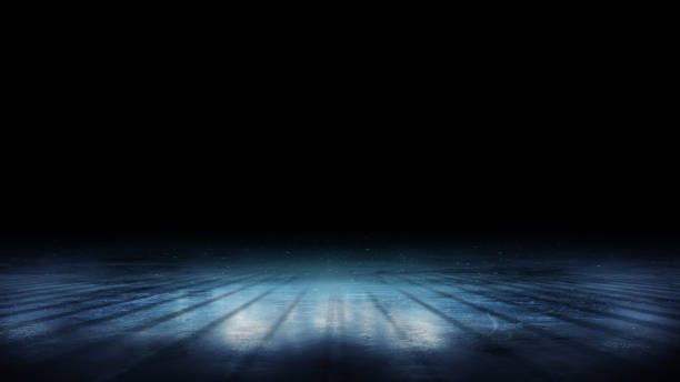istock Beautiful empty winter background and empty ice rink. Background. Shines on the rink. Lighting with spotlights. Isolated in black 2191511413