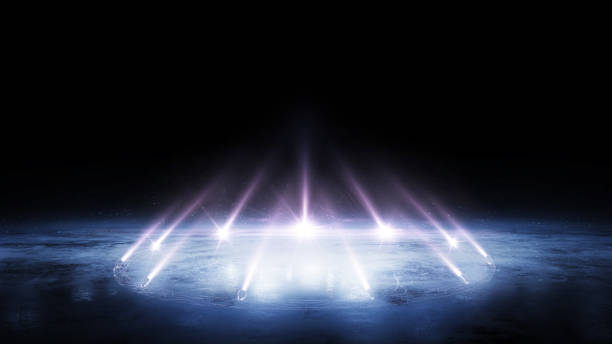 istock Sport background. Ice. Blue ice floor texture and mist. 3D rendering. Snow and ice background. 3D empty ice rink illuminated by spotlights. Scene Illumination 2191511422