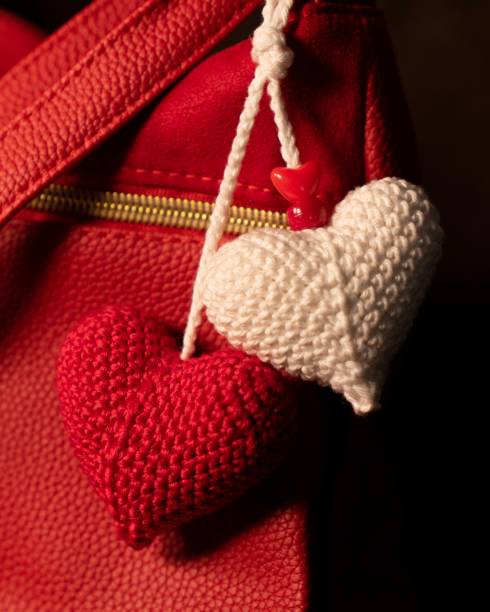 istock Handmade red and white heart keychain accessories 2191512287