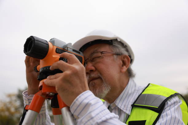 Geodetic equipment. Optical theodolite. Geodetic device. Device for surveyor. Geodetic technologies. Optical equipment on tripod. Topography, cartography. High quality photo
