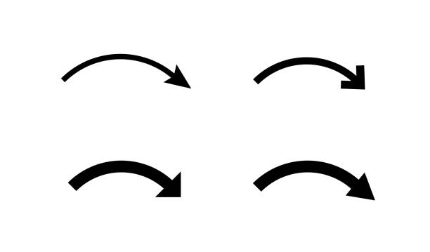 illustrations, cliparts, dessins animés et icônes de icône de flèche simple et facile à utiliser pour une utilisation professionnelle - demi cercle