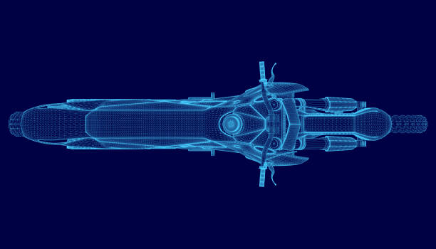 istock Blue image of a futuristic motorcycle. The motorcycle is shown in a 3D format, with a blue and white color scheme. Concept of futuristic technology and innovation 2191522633