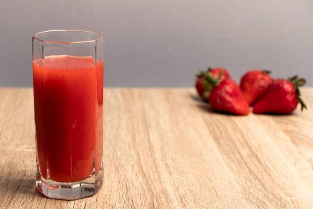 glass cup with strawberry juice