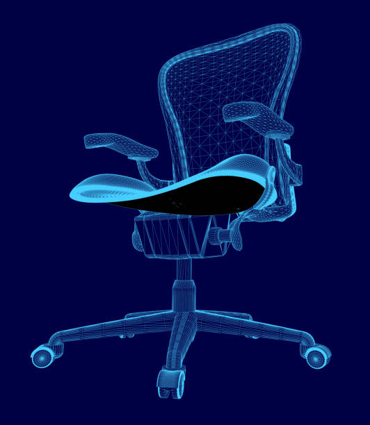 istock Chair with a blue seat cushion and back. The chair is sitting on a blue background 2191524365