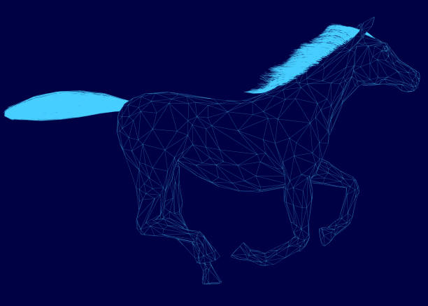istock Horse is running in the sky with a blue tail. The image has a futuristic feel to it 2191525272
