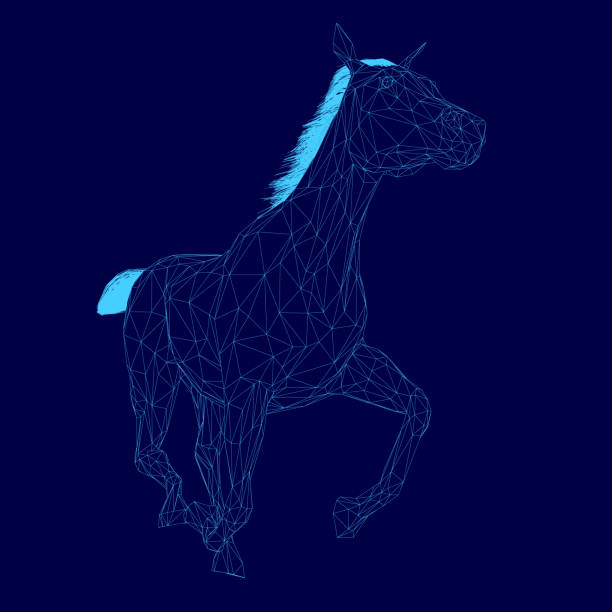 istock Horse is running on a blue background. The horse is in a 3D model and he is in motion 2191525424