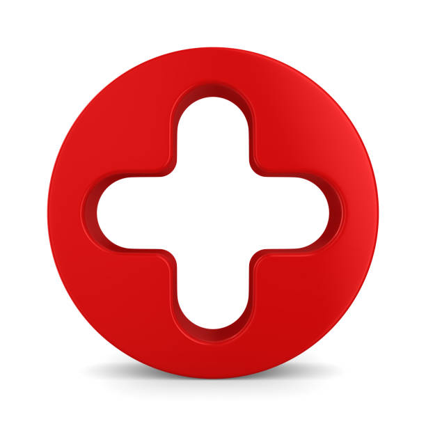 istock Cross shaped hole in red circle on white background. Isolated 3D illustration 2191527002