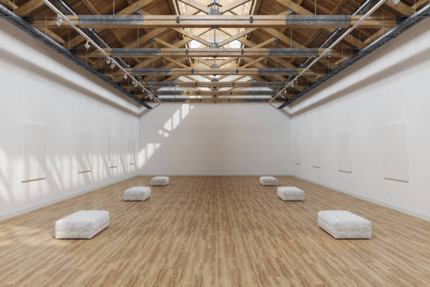 istock Museum Interior With Ottoman Stools And Empty Picture Frames On The Wall 2191528545
