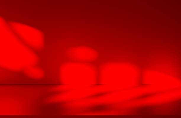 istock Wall interior background, studio and backdrops show products.with shadow from window color red . background for text insertion and presentation product 2191530408