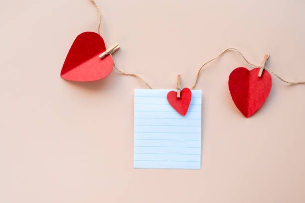 istock Hearts flat lay with blank space for copy text, Romantic wallpaper background, Love letter for Valentine's day, Creative greeting card template 2191538541