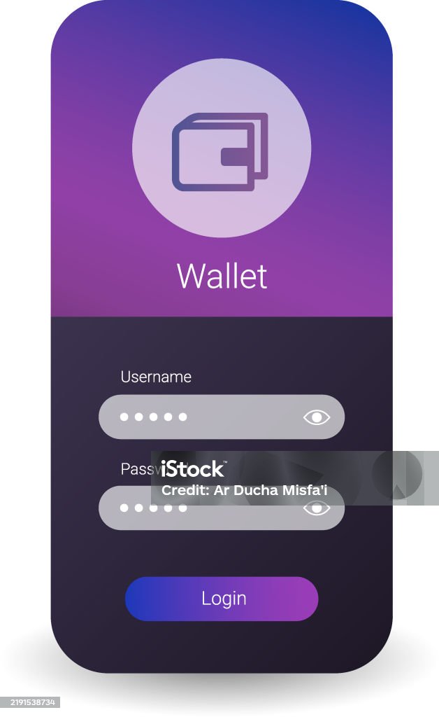 Virtual Wallet Sign In Modern Digital Wallet App Login Interface With Gradient Background And ...