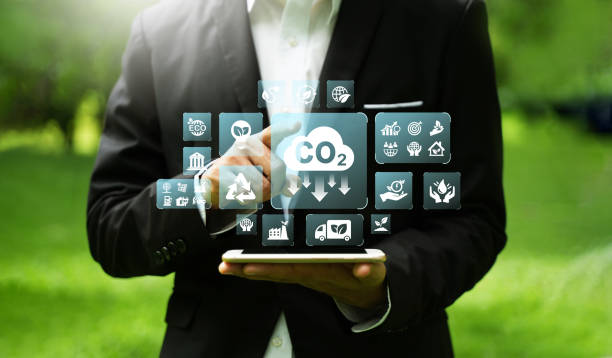 istock CO2 reduction symbol, climate change limiting global warming and sustainable development and green business and icons for ESG, CO2 and Net Zero. 2191540516