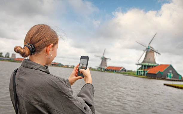 istock Tourist at windmills in Zaanse Schans 2191541138