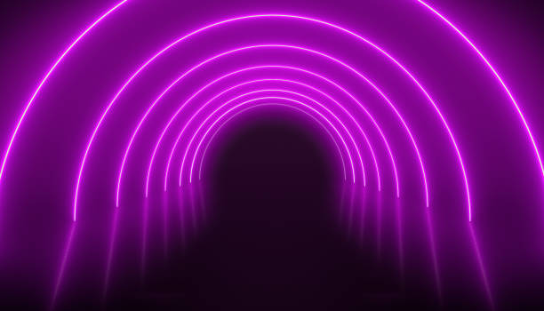 istock Illustation of glowing neon tunnel in magenta 2191541149