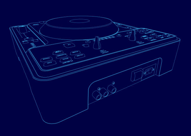 istock Turntable with a blue label on the side is shown in a blue color scheme 2191542805