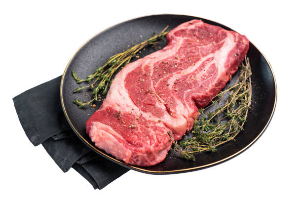 istock Chuck eye roll steak, raw marbled beef meat  with herb for cooking isolated on white background 2191546411