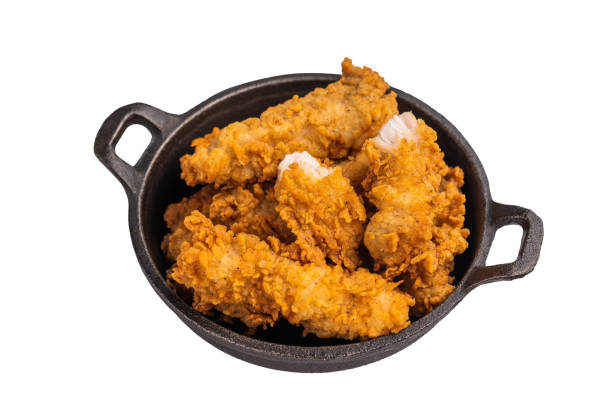 istock Fried chicken fillet tender strips isolated on white background 2191547436