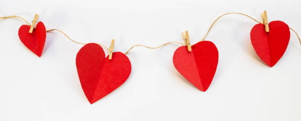istock a string of Red hearts on white background, Premium Valentine's day background 2191548098