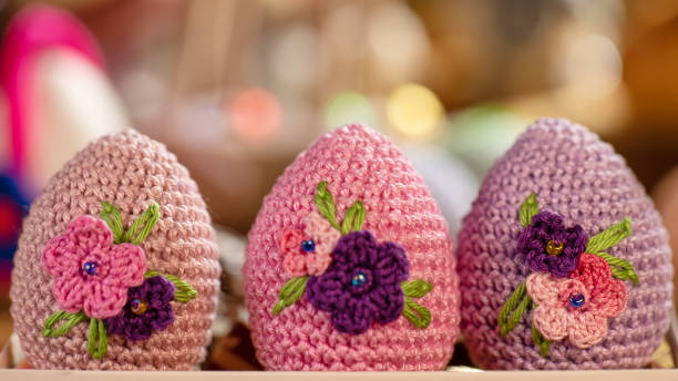 istock Crochet eggs decorated with charming flower motifs 2191548774