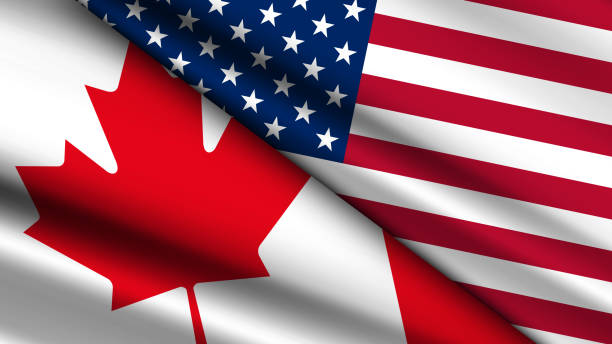 istock High Quality background with Two Flags of USA and Canada 2191555038