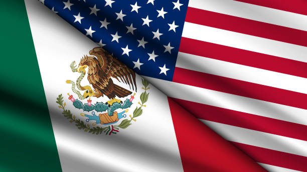 istock High Quality background with Two Flags of USA and Mexico 2191555065