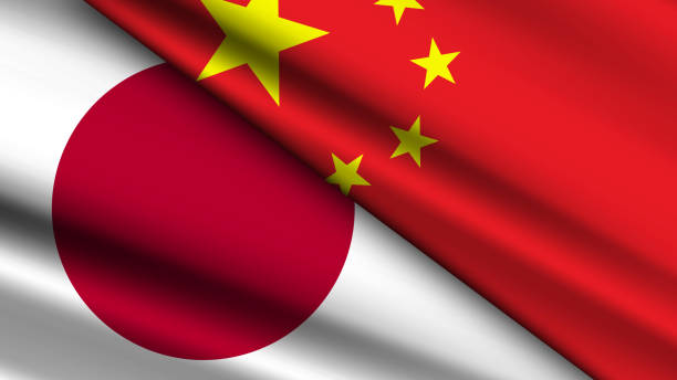 istock High Quality background with Two Flags of Japan and China 2191555421