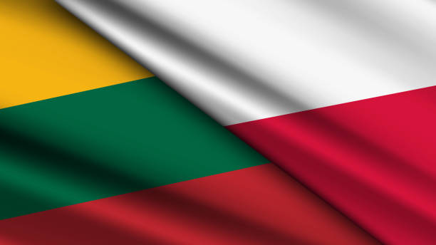 istock High Quality background with Two Flags of Poland and Lithuania 2191555444