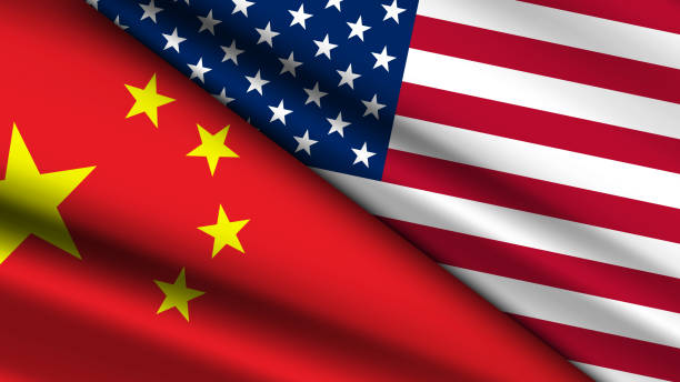 istock High Quality background with Two Flags of USA and China 2191555687