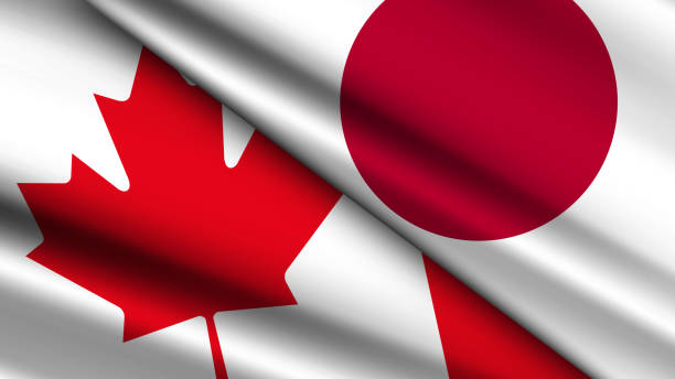 istock High Quality background with Two Flags of Canada and Japan 2191555773
