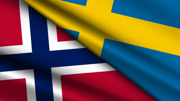 istock High Quality background with Two Flags of Norway and Sweden 2191555951