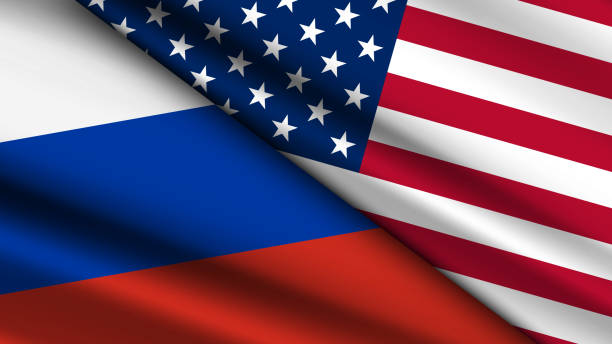 istock High Quality background with Two Flags of USA and Russia 2191556751