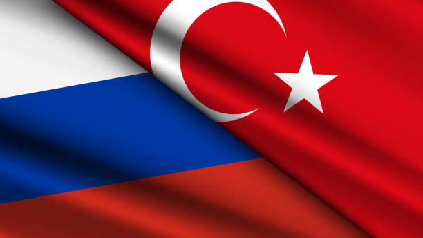 istock High Quality background with Two Flags of Russia and Turkey 2191557001