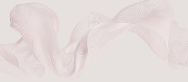 istock Flowing, abstract composition of white lines. Fabric curves and flows, creating a sense of movement and fluidity. Neutral beige 3d rendering wave background 2191562479