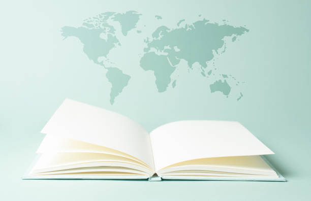 istock Education, knowledge and skill learning with literature, world book day, open book, world map, reading a story 2191567041