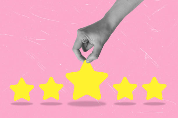 istock Modern art collage featuring a hand holding five stars. 2191570485