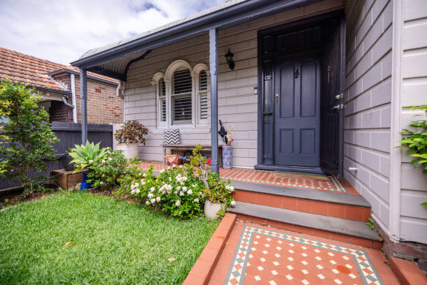 istock Welcoming home entrance with detailed tile pathway design. 2191576696