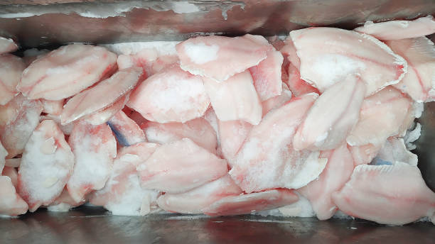 istock Frozen sliced fish fillet in a market fridge 2191578491