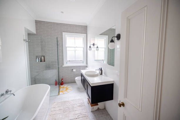istock Contemporary bathroom with sleek style and greenery 2191584776