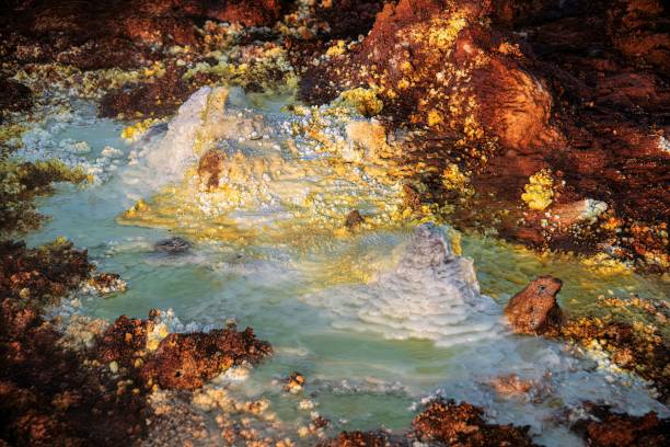 istock Sulphur covered volcanic rock close up 2191584860