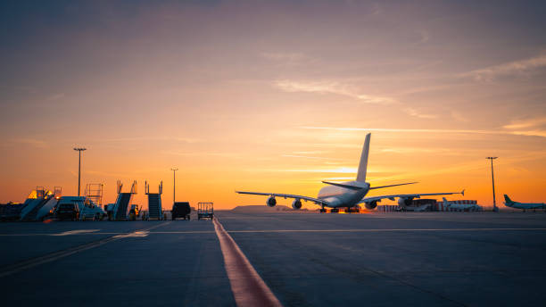 istock Large airplane taking off from airport runway 2191586247