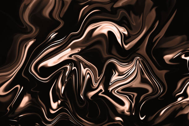 Mocha Mousse Marble Swirl Pattern Cacao Coffee Latte Cappuccino Abstract Milk Dark Chocolate Cream Icing Sauce Spread Background Brown Beige Black Rose Gold Wave Liquid Squiggle Smooth Morphing Distorted Texture Suminagashi EbruTrendy Color of Year 2025 Design template for presentation, flyer, card, poster, brochure, banner