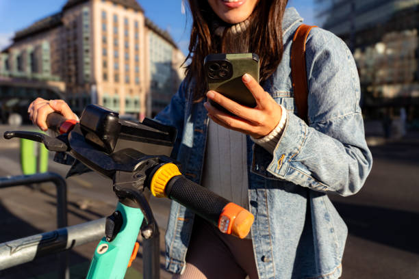 istock Woman, transport and a phone 2191587302