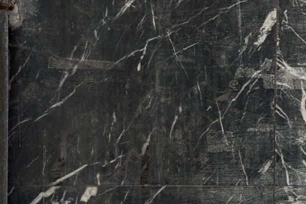 istock Distressed black wall with scratched patterns and worn textures. Urban-themed background 2191587996
