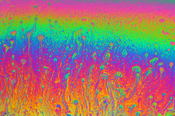 Abstract background of a Dynamic interference colors in thin soap films. Bubble rainbow colors