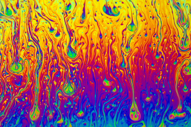 Abstract background of a Dynamic interference colors in thin soap films. Bubble rainbow colors