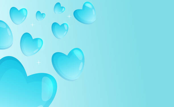 istock Glossy blue hearts. Romantic abstract background for love themes. Vector illustration 2191594834