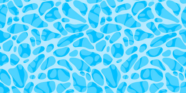 illustrations, cliparts, dessins animés et icônes de modèle vectoriel de réflexion de l’eau sans couture - ridé surface liquide