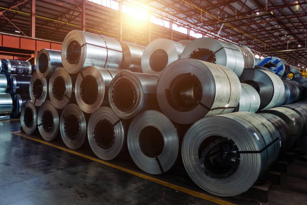 istock Rolls of galvanized steel sheet inside the factory or warehouse 2191601891