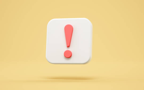 istock Red Exclamation Symbol on White Square Button on Yellow Background 2191602682