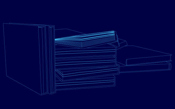 istock Stack of books with the top one open. The books are blue. The stack is piled on top of each other 2191609575